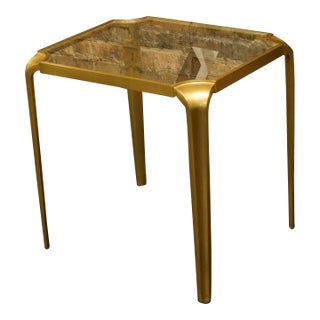Luxe Lotus Bronze and Glass Side Table by Baker Furniture For Sale