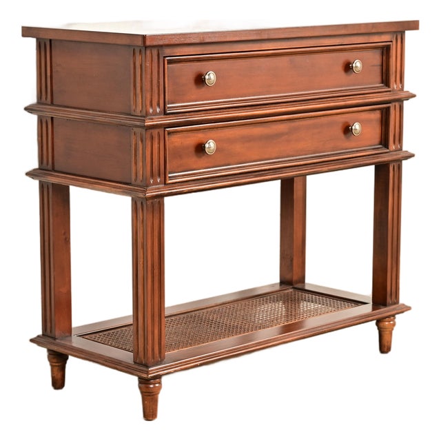 Drexel Heritage French Regency Louis XVI Carved Mahogany and Cane Console Table or Server For Sale