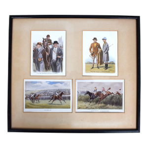 A Set of Four Framed Images Relating to 1930s Horseracing Derby & Grand National Etc