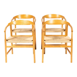 Hans Wegner for PP Møbler PP 209 Chairs in Oiled Oak and Papercord - Set of 4