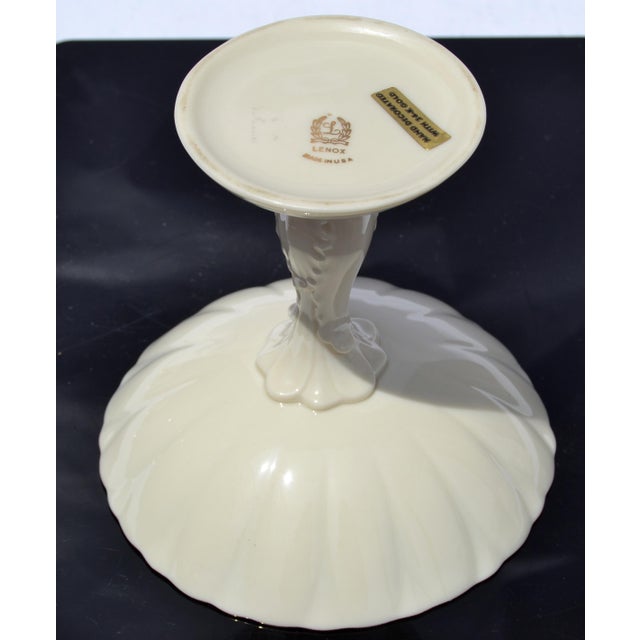 Vintage Lenox Charleston Compote Pedestal Dish Sunflower Shaped Fine Bone Ceramic For Sale - Image 11 of 14