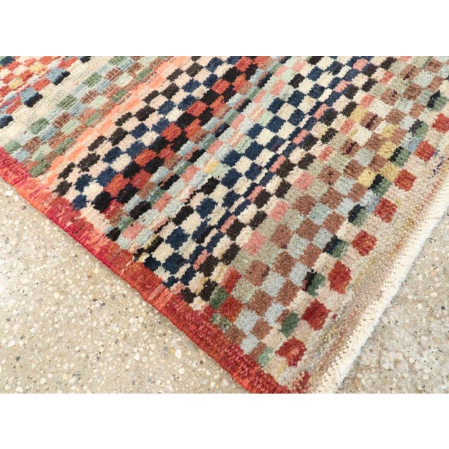 Charcoal Galerie Shabab Collection Mid-20th Century Handmade Turkish Anatolian Modern Style Runner For Sale - Image 8 of 9