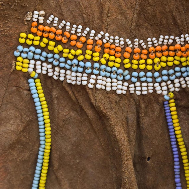 African Early 20th Century Maasai Leather Fringe and Beaded Olekesana Skirt Kenya For Sale - Image 3 of 8