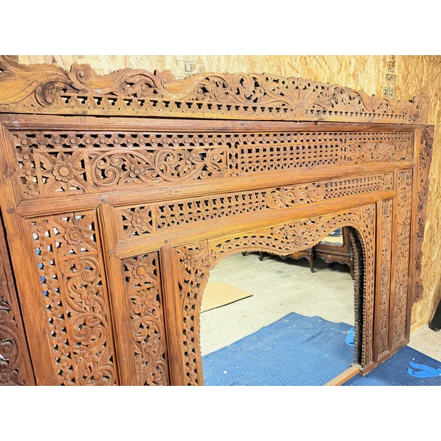 Late 19th Century Handcarved Architectural Panel W. Mirror, Large For Sale - Image 10 of 11