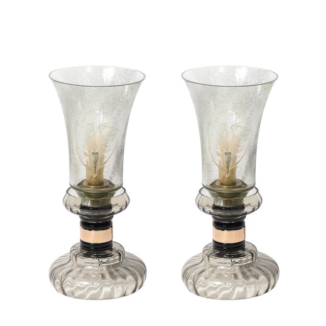 Mid-Century Modern 1970s Mid-Century Modern Enclosed Tulip Form Smoked Hand-Blown Murano Glass by Cenedese For Sale - Image 3 of 16