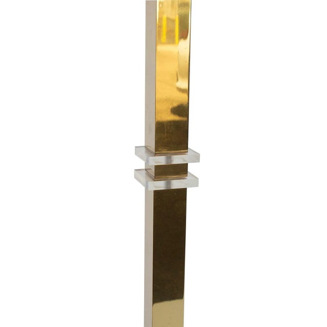 Hollywood Regency Geometric Brass and Lucite Floor Lamp For Sale - Image 3 of 10