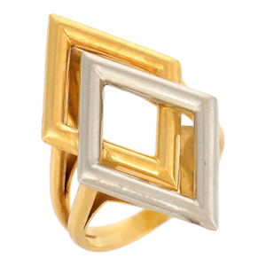 Chaumet French Vintage 18k Yellow and White Gold Ring, Size 6.75