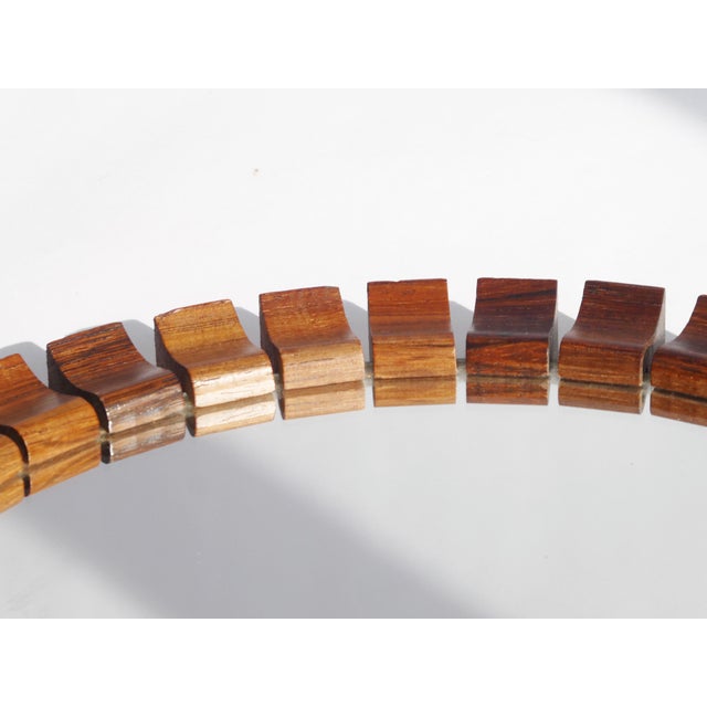 Brown Vintage Danish Round Geometrical Teak and Rosewood Wall Mirror, 1960s For Sale - Image 8 of 10