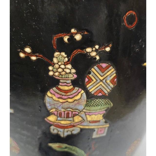 Vintage Famille Noire Ginger Jar With Vibrant Colored Designs For Sale - Image 4 of 11