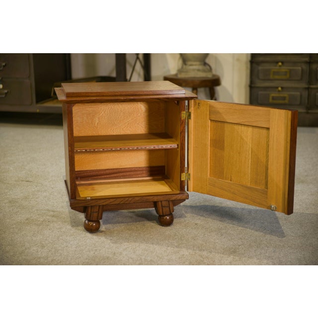 Small Brutalist Oak Bedside or Side Table, 1960s For Sale - Image 4 of 8