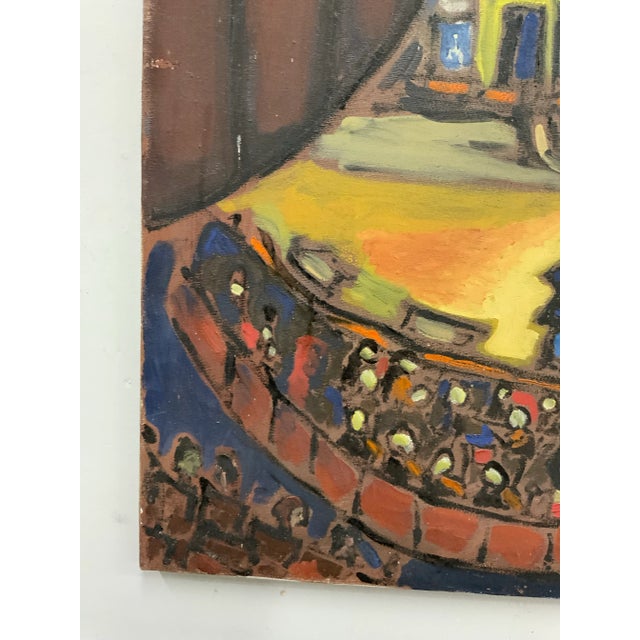 “Theater” 1980 Vintage Oil on Canvas Painting by Meyer Kupferman For Sale - Image 9 of 12