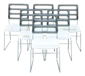 Mid 20th Century Vintage Mid Century Modern Smoked Lucite Chrome Frame Dining Chairs - Set of 6