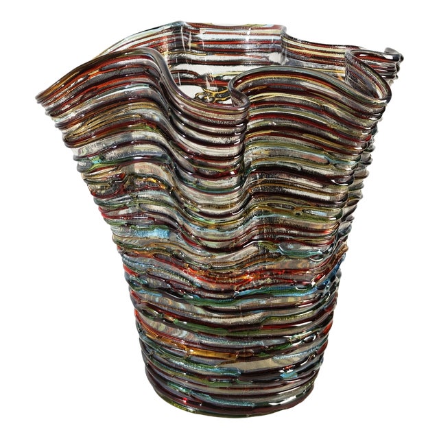 Mid-Century Modern Multicolored Murano Glass Vase by Enrico Cammozzo, Italy, 1980s For Sale