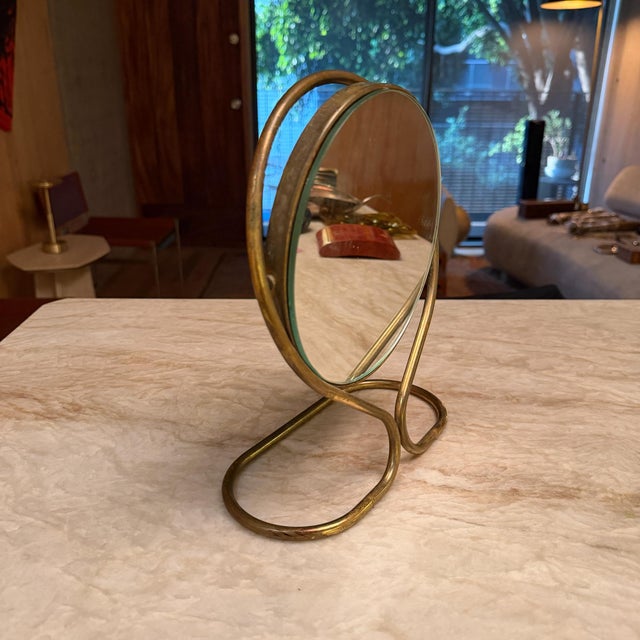 1960s Vintage Brass Swivel Vanity Mirror Hollywood Regency Mid Century Era For Sale - Image 5 of 9