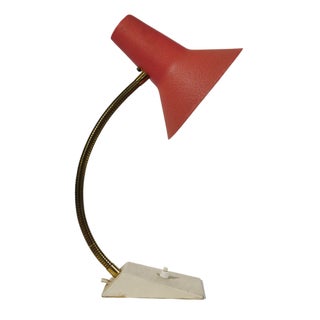Mid-Century Modern Metal Table Lamp with Shade, 1960s For Sale