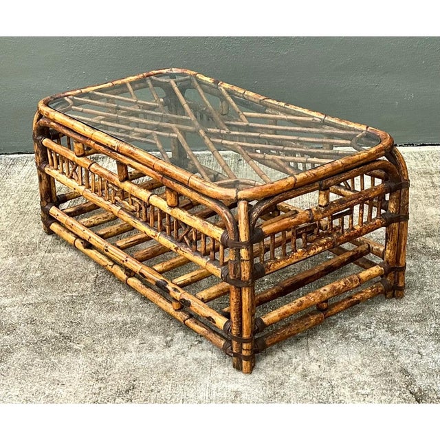 Vintage Bamboo Fretwork and Glass Coffee Table For Sale - Image 10 of 12