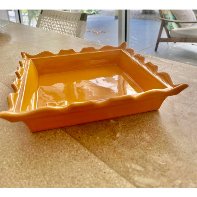 French Appolia Lively Orange Stoneware Baking Dish, Made in France For Sale - Image 3 of 8