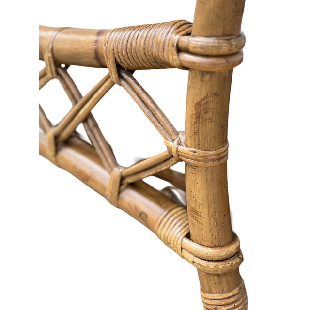 1970s Ficks Reed Style Scorched Bamboo/Rattan Side Table/Bedside Table For Sale - Image 5 of 8