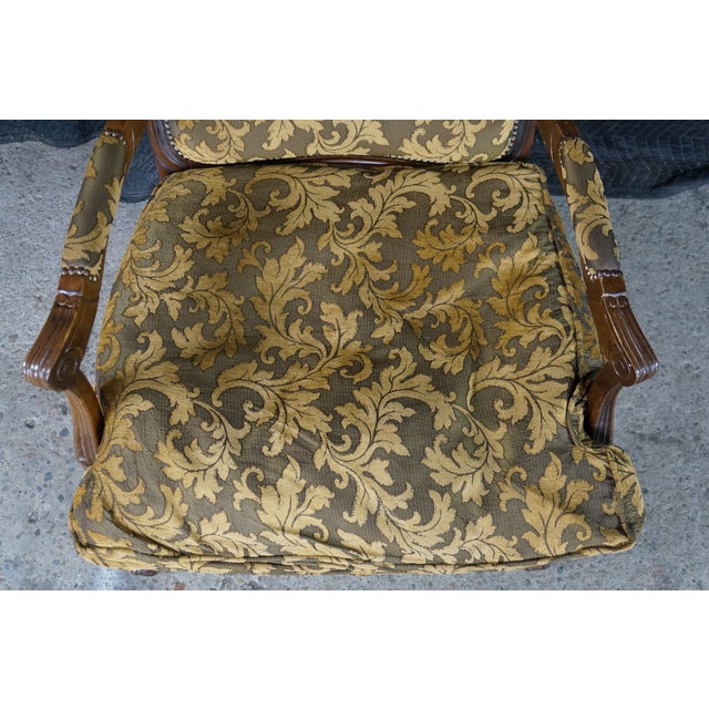 Vintage Italian French Provincial Bergere Armchair Fauteuil Library Lounge Chair For Sale - Image 12 of 18