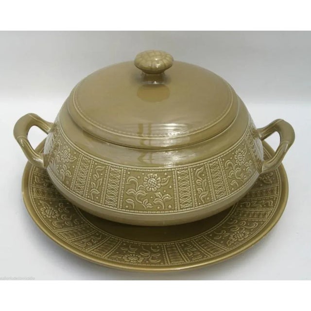 very rare richard ginori laveno relief glazed ceramic tureen designed in the 1960s by antonia campi, archived and...