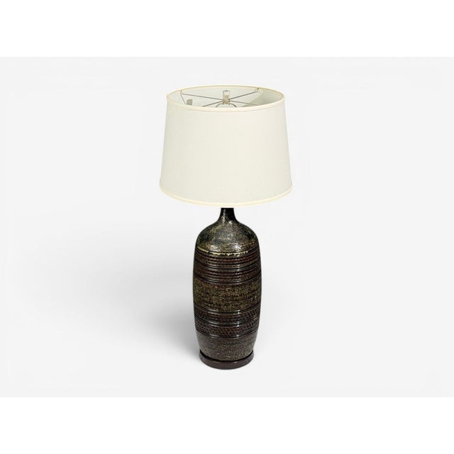 Mid-Century Modern Bitossi Attr., Monumental Table Lamp, Green Glazed Ceramic, Italy, 1960s For Sale - Image 3 of 10