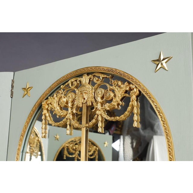 Screen Room Divider with Mirrors on Each Panel in Lacquered Wood and Gilt Bronze, 1880 For Sale - Image 11 of 18
