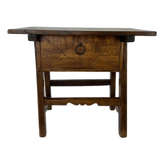 Vintage Rustic Primitive Side Table with Drawer, 1960s For Sale