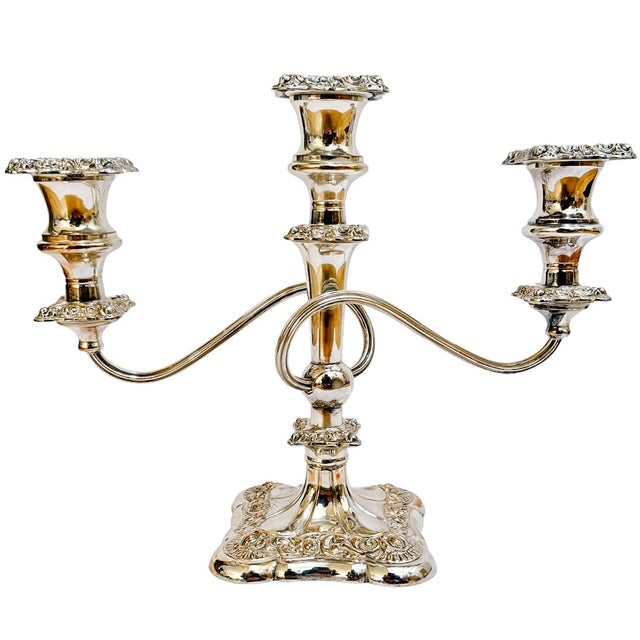 Antique Rococo Style Barker Ellis English Silver Plated 3-Arm Candelabras - A Pair For Sale - Image 10 of 14