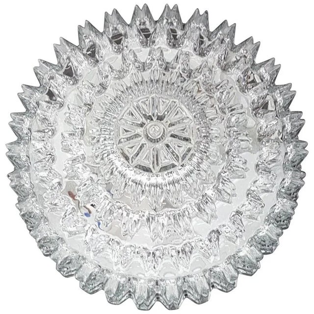 Metal Round Textured Glass Flushmount from Limburg, Germany, 1970s For Sale - Image 7 of 7