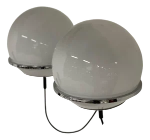 Lord of the Rings Wall Lamp with Two Morning Mist Glass Balloons from Raak, 1970s