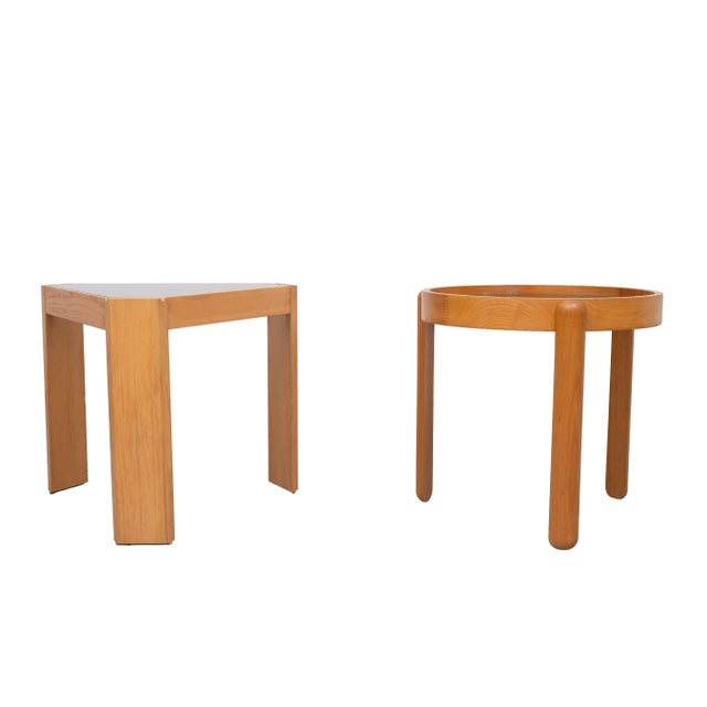 Beechwood Smoked Glass Side Tables by Porada Arredi, Italy, 1970s, Set of 2 For Sale - Image 6 of 12