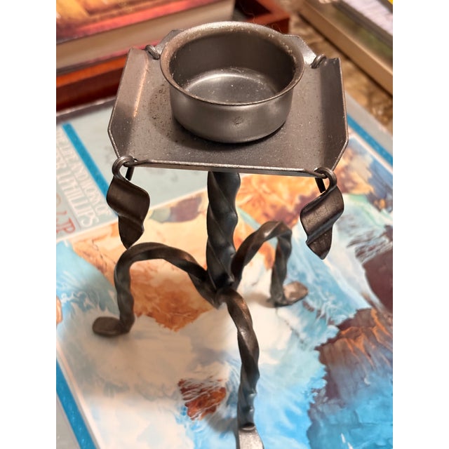 Authentic vintage Scandinavian wrought iron candle holder by Dala Industri, designed by Eric Dalmas, Sweden. This...