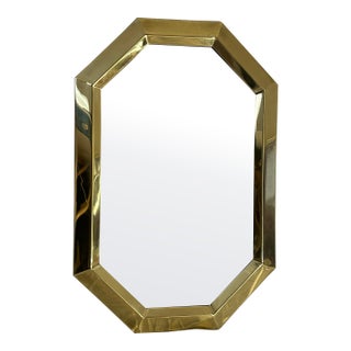 Vintage Brass Octagonal Mirror For Sale