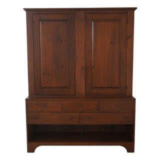 Simms and Thayer Vintage Pine Linen Press Rustic Cupboard Cabinet For Sale