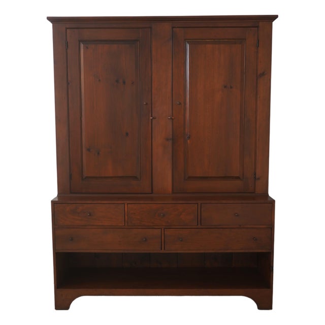 Simms and Thayer Vintage Pine Linen Press Rustic Cupboard Cabinet For Sale