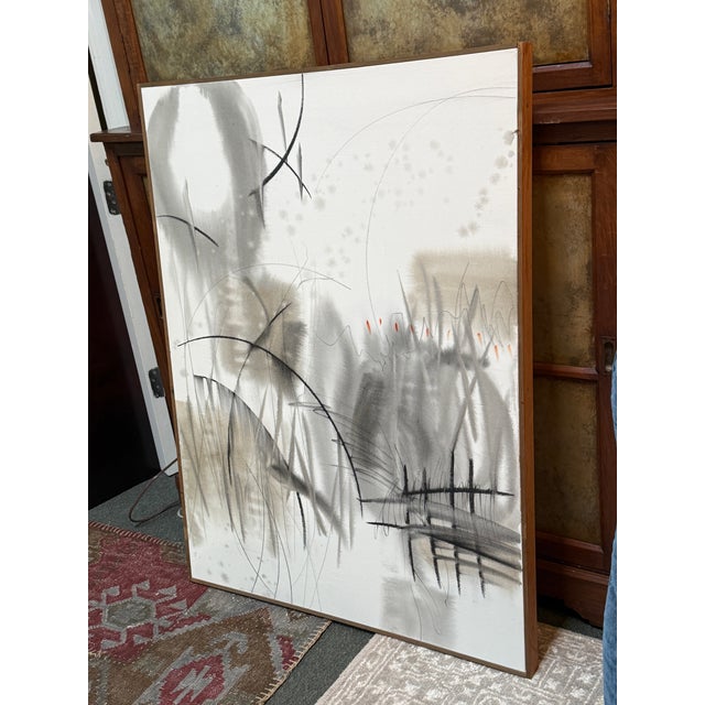 Design Plus Gallery presents an Original Acrylic Painting "Riverwalk II" by Isabel Wyatt. The softly toned gray with hints...