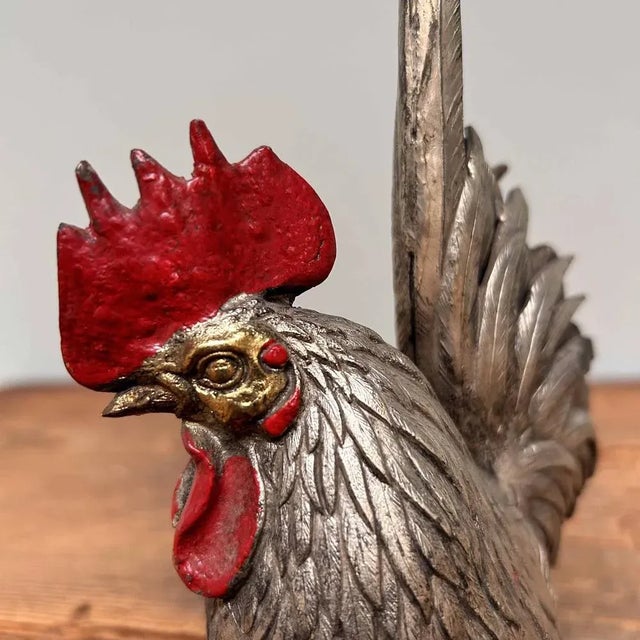 Beautiful 'Okimono' set of a rooster with hen. The intricately detailed decorative set is made of metal (brass) and the...