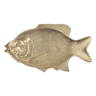 Vintage Coastal / Nautical Extra Large Brass Fish Tray / Catch All / Platter / Dish / Vessel For Sale