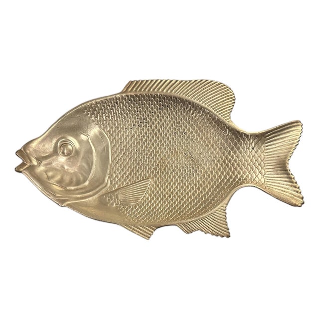 Vintage Coastal / Nautical Extra Large Brass Fish Tray / Catch All / Platter / Dish / Vessel For Sale
