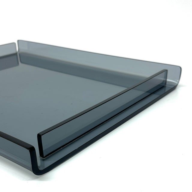 Sleek Cool Grey Lucite Serving Trays For Sale - Image 12 of 13