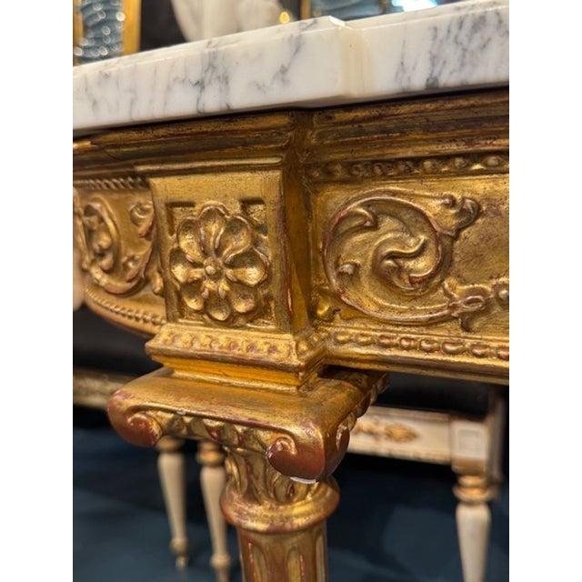 19th Century 19th Century French Carved and Giltwood Console With Marble Top For Sale - Image 5 of 7