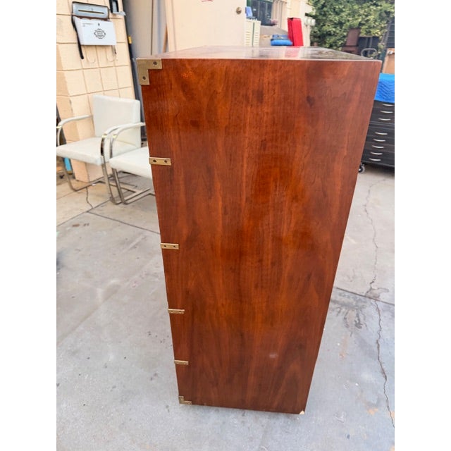 Vintage Boho Henredon Campaign Tall Chest of Drawers For Sale In Los Angeles - Image 6 of 11