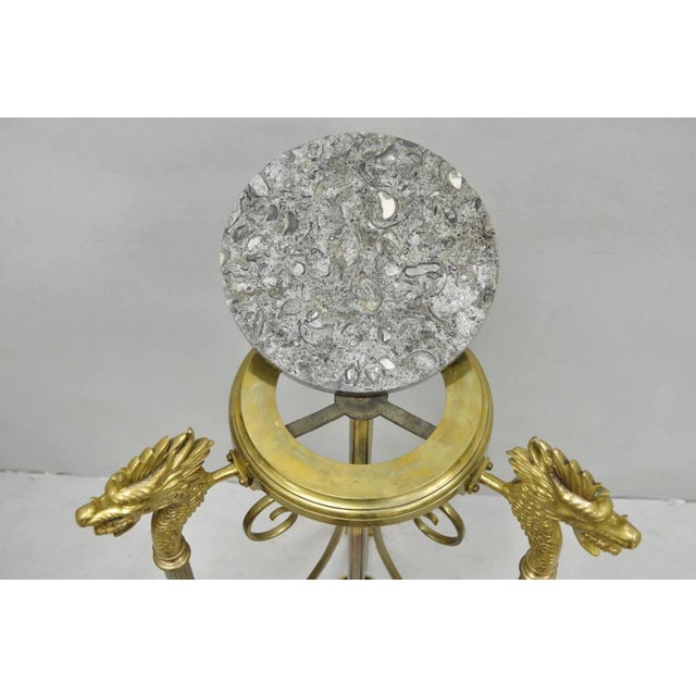 Antique Italian Renaissance Brass Figural Dragon Head Pedestal Table Plant Stand For Sale - Image 11 of 15