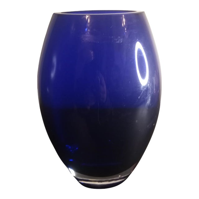 Cobalt Blue Art Glass Sommerso Vase For Sale