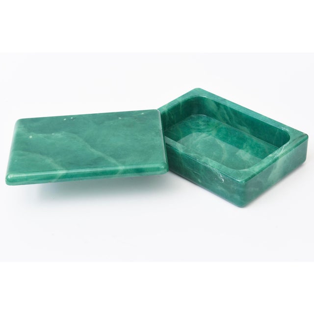 Vintage Italian Alabaster Swivel Box Emerald Green For Sale In Miami - Image 6 of 11