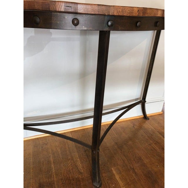 Modern Wrought Iron And Repurposed Oak Console Table Chairish