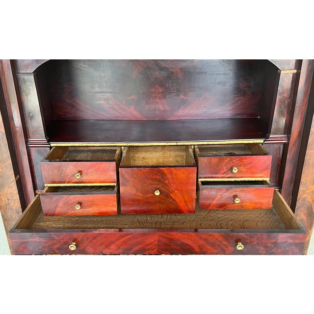 19th Century Empire Drop-Front Oak Secretary Desk or Abattant, Chest France For Sale - Image 11 of 18