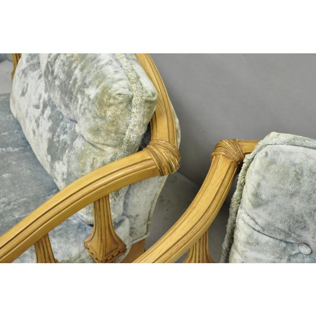 Vintage Hollywood Regency Low Barrel Back Cream Painted Club Lounge Chairs, Pair For Sale In Philadelphia - Image 6 of 17
