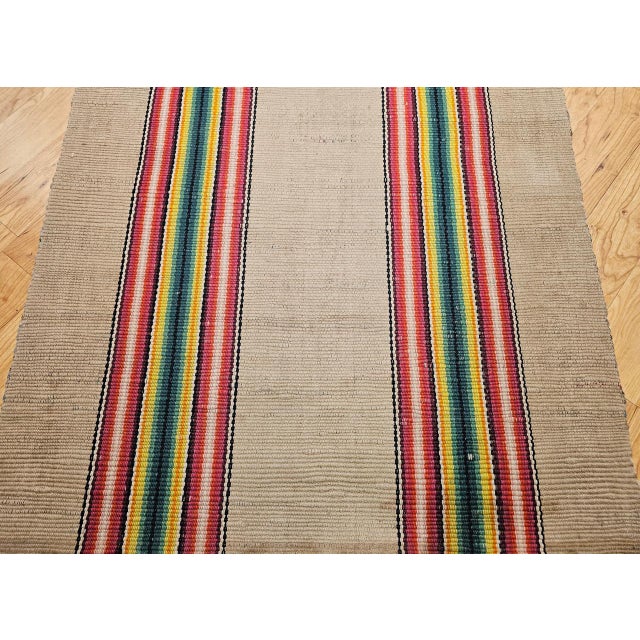 American Vintage American Rag Runner, Handwoven Wool & Cotton, Stripe Pattern, 3x16 For Sale - Image 3 of 10