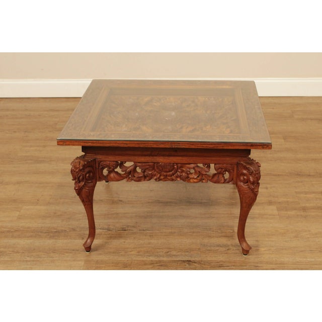 Asian Vintage High Chinese Lotus Flower Coffee Table For Sale - Image 3 of 13
